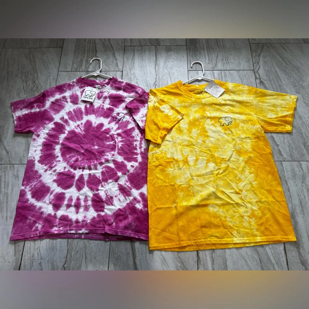 BUNDLE Ivory Ella Pink and Yellow Tie-Dye Tees NWT MED - Picture 2 of 3